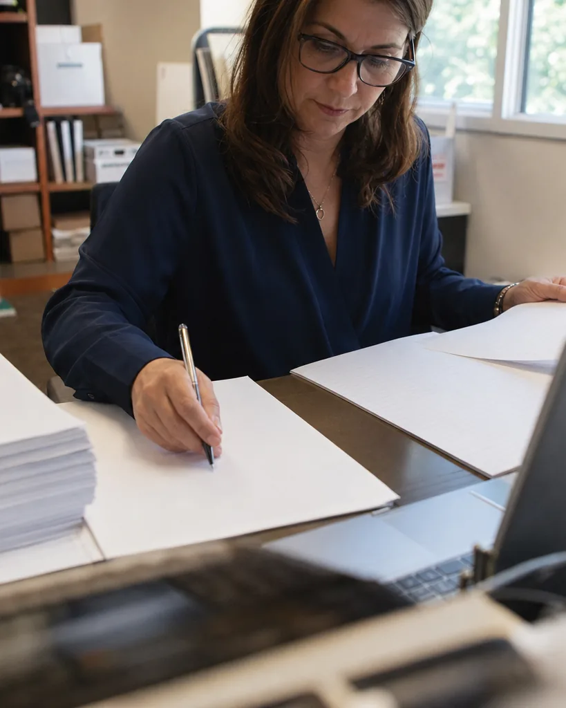 Accounts payable specialist checking a vendor statement line against the ledger